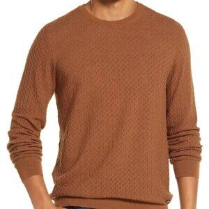 Brax Sweater Rick Wool Silk Blend Crew Neck Textured Long Sleeve Brown new